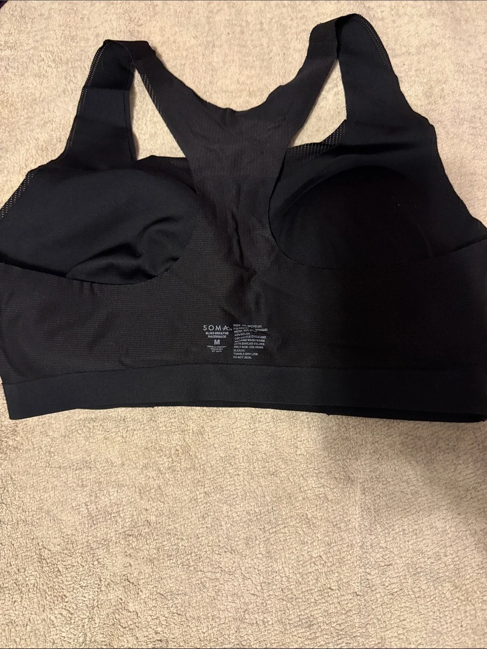 Soma Black Seamless Padded Sports Bra with Racerback